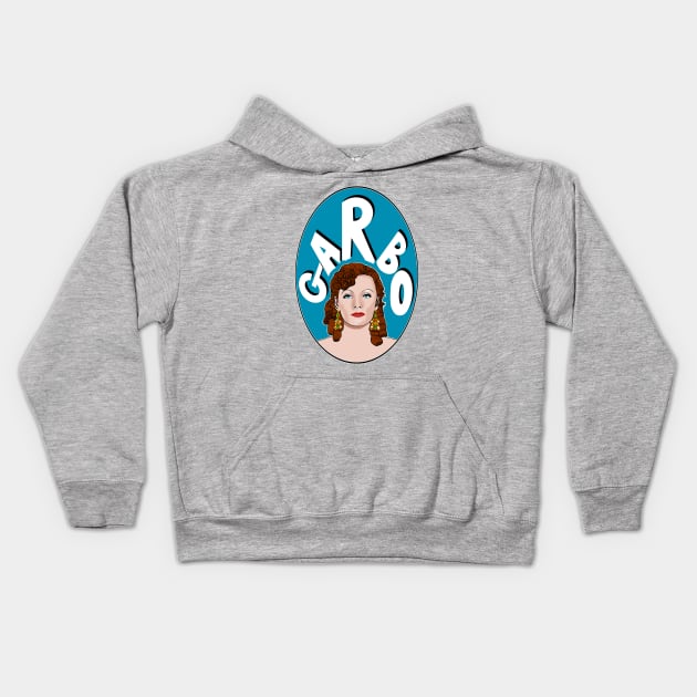 Greta Garbo Old Hollywood Icon Kids Hoodie by EmmaFifield